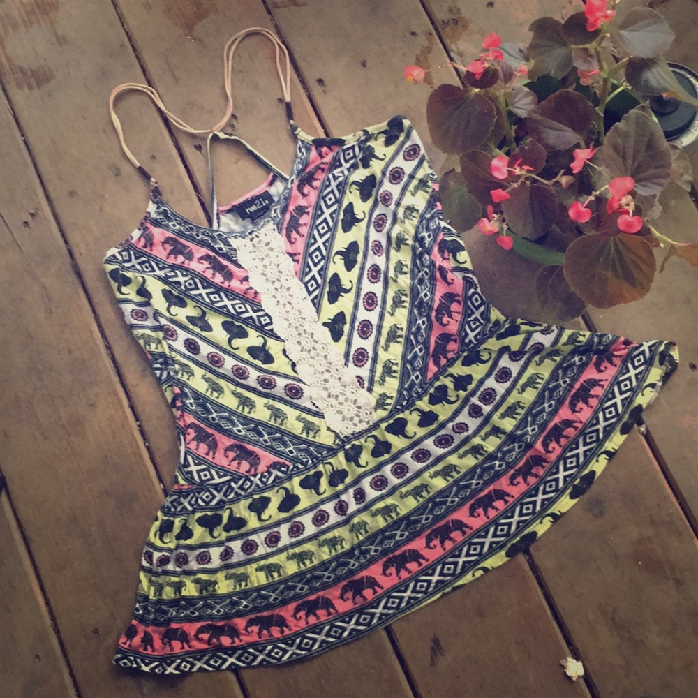 Boho Elephant Print Peplum Tank Top